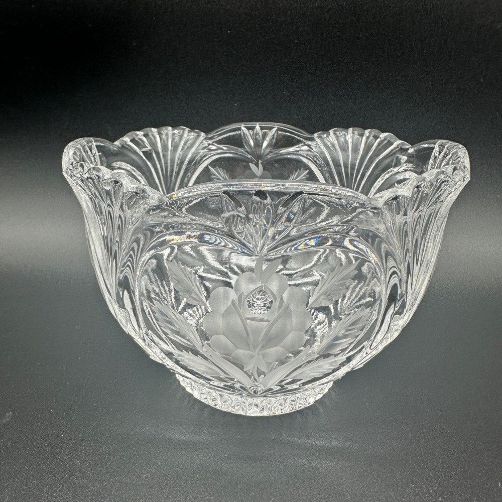 Vintage Sullivans 24% Lead Crystal Rose Bowl - Handmade in Poland